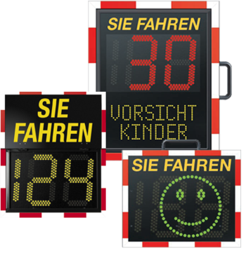 Drei Geschwindigkeitsanzeigen als Produktbild